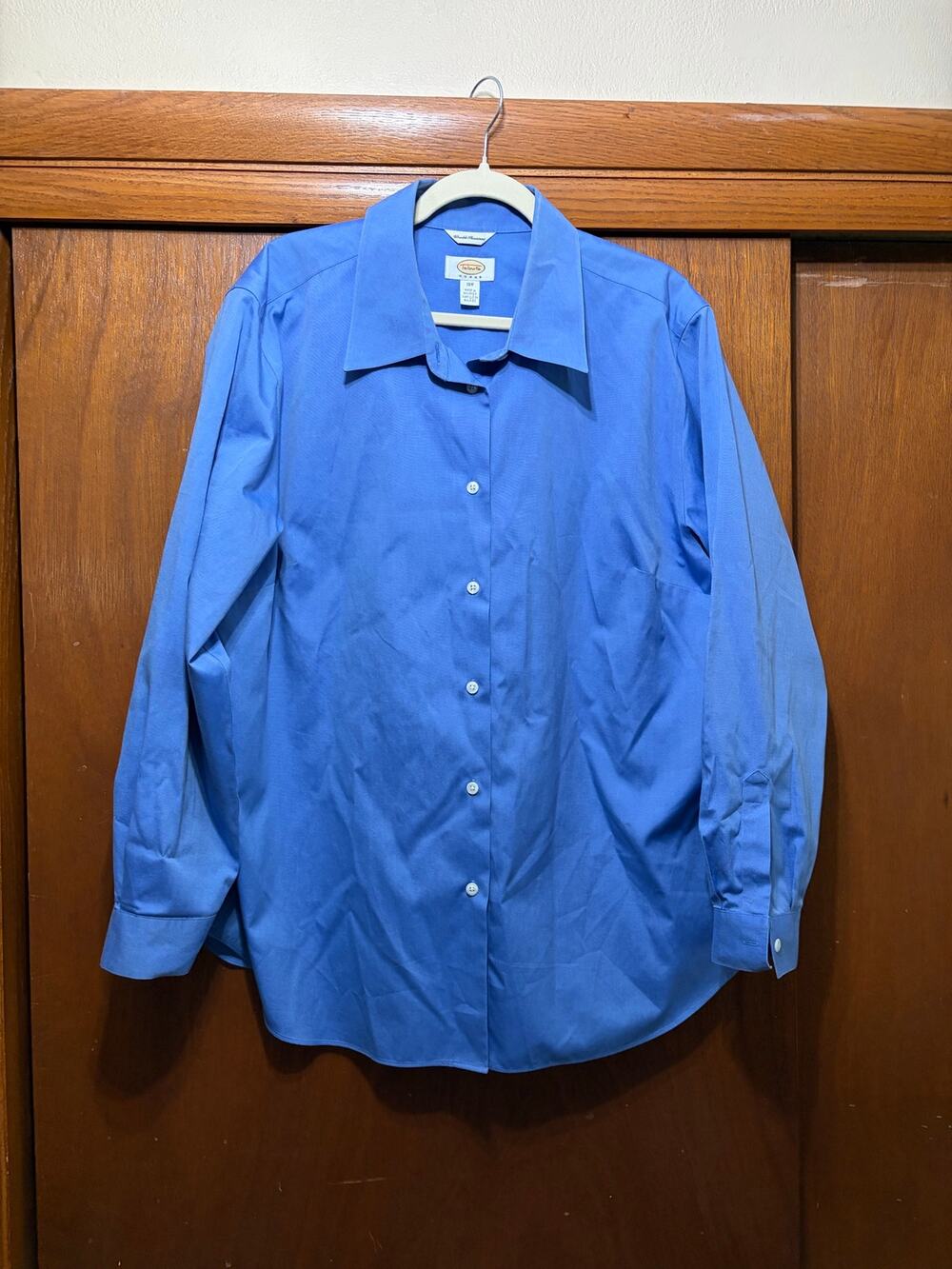 Talbots Woman Wrinkle Resistant Button Front Career Shirt Blue Size 18W Plus